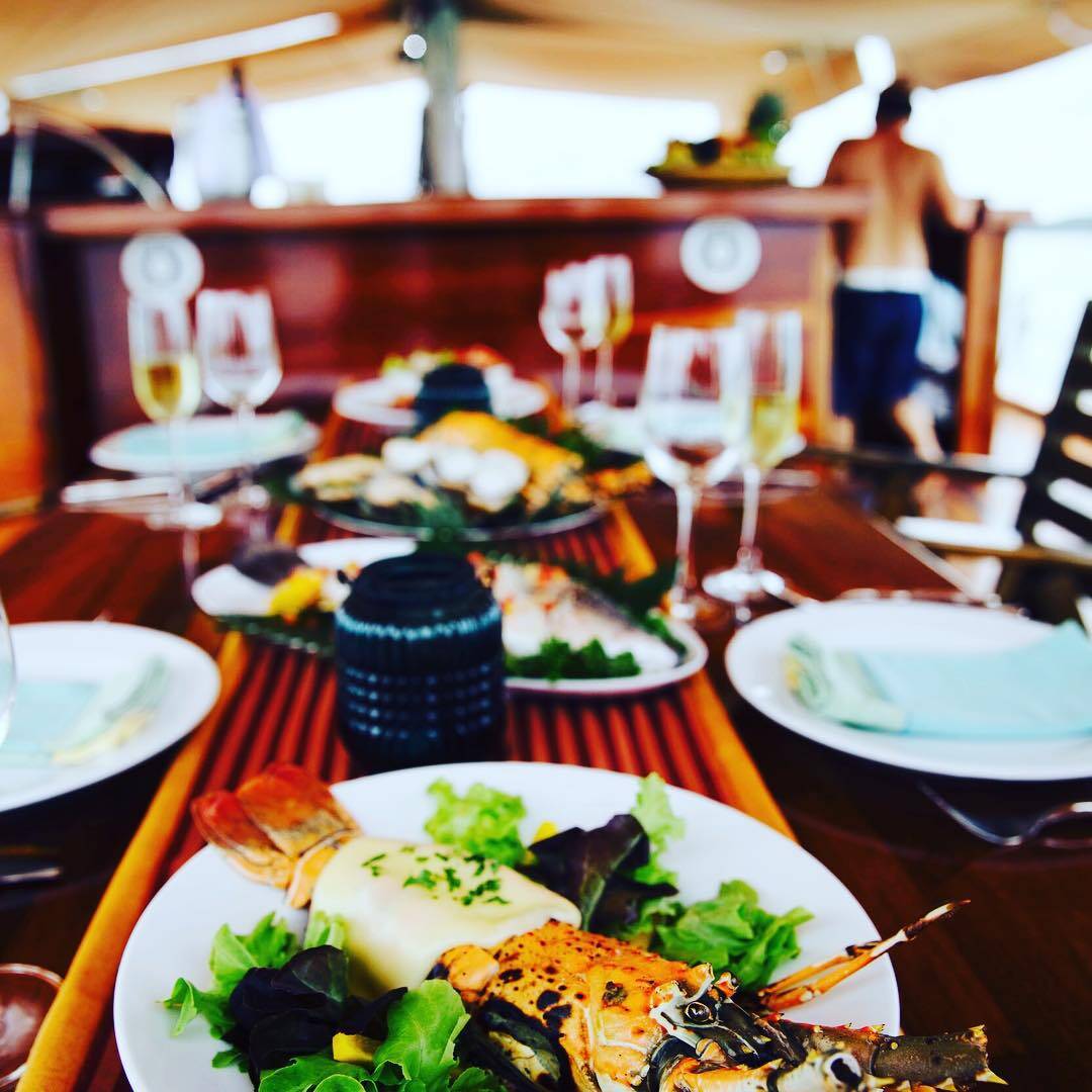 Lobster lunch on board