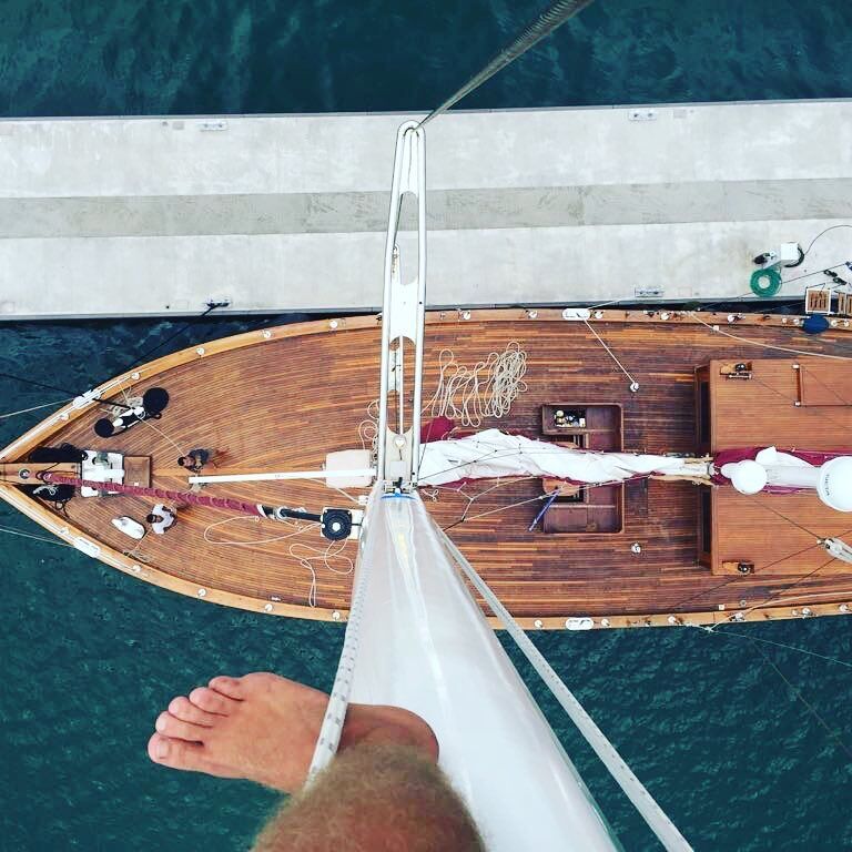On top of the mast of the Orient Pearl